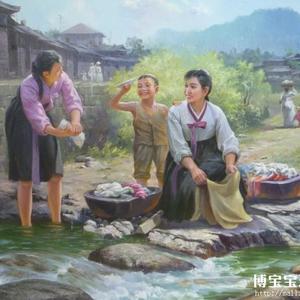 李承石 朝鲜油画《小溪边》