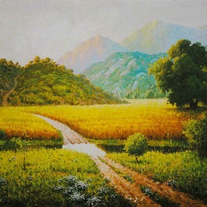 李成哲《郊野》朝鲜油画