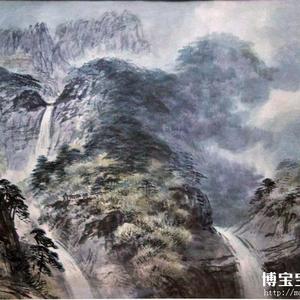 金洙东 朝鲜国画 《妙香山三元洞》