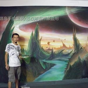 手绘壁画-魔兽世界游戏场景画