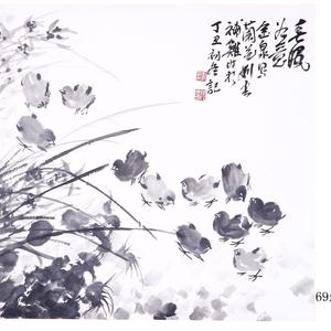 兰竹雏鸡图
