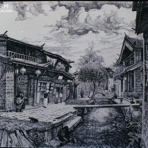 丽江古城百岁坊钢笔写生
