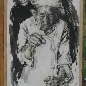 《扶拐棍的老头》