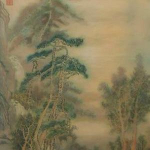 秋江松远图