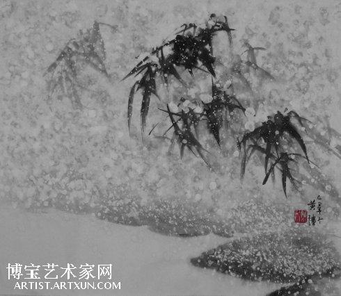 水墨雪竹图