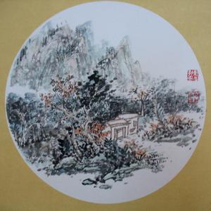 山水团扇