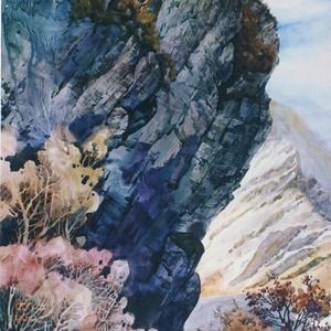 水彩作品《大山》