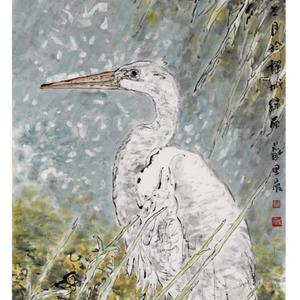 春雨闲鹤