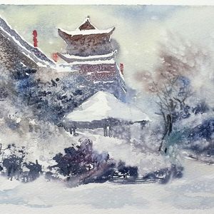 《古都瑞雪之3》26X38cm300G水彩纸2016