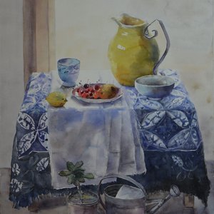 20《樱桃与黄罐》76x54cm 2013