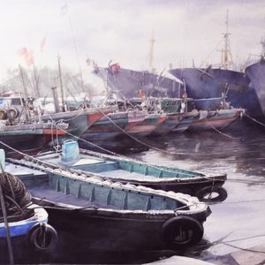 南海渔港56x76cm