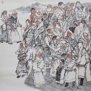3巫卫东 《大夏河畔》140X140cm纸本2016