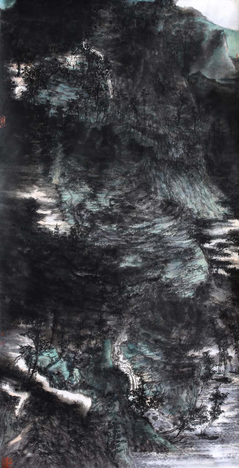 抟庐高兴图124x245cm  纸本设色 2017