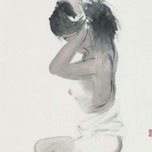 王兴华  静女 十二 34cmx68cm 生宣水墨   2017年