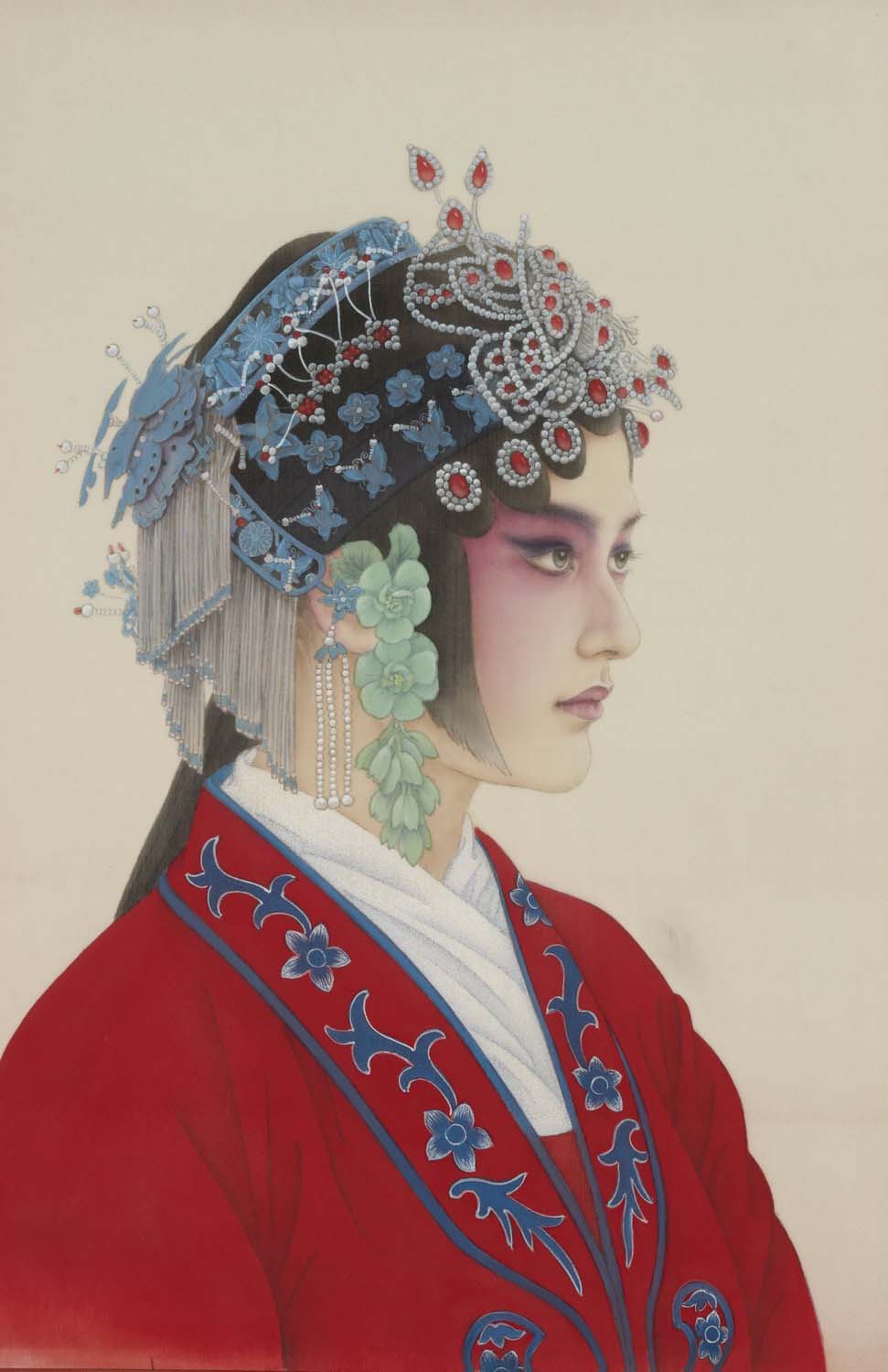 戏剧人物头像，绢本，2010年，45x58cm