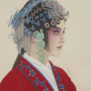 戏剧人物头像，绢本，2010年，45x58cm