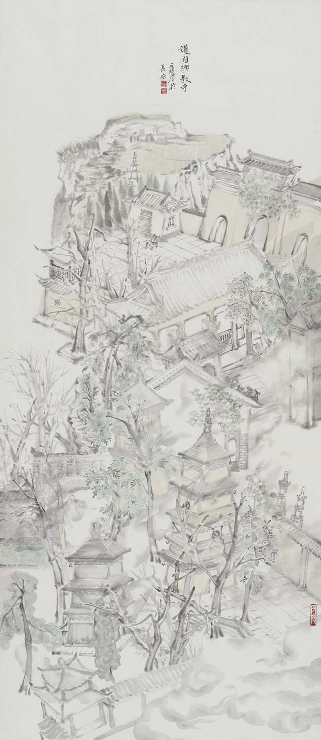 a1《长安护国兴教寺》68×136cm