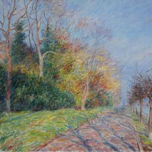 096莱茵河畔的风景View of Rhine River (Oil on canvas) 2005年