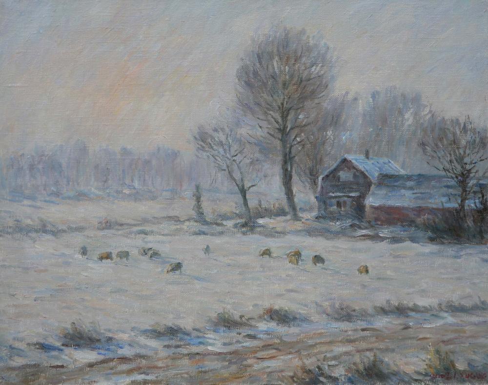 105郊外的雪Snow in the Suburbs (Oil on canvas) 2007年