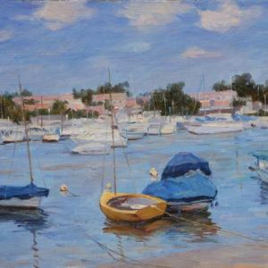 143新港风景（洛杉矶）Yacht Harbor at Newport Beach near Los Angeles (Oil on canvas)2007年