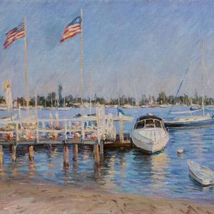 144新港码头（洛杉矶）Yacht Harbor at Newport Beach near Los Angeles (Oil on canvas) 2007年