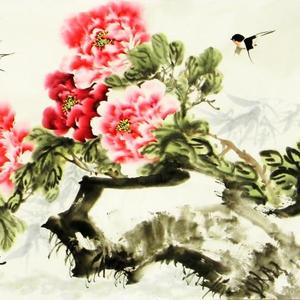朱毅江牡丹作品被中央书画频道收藏