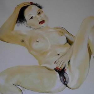 仰坐的女人