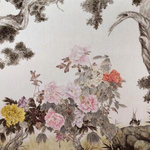柏树与牡丹