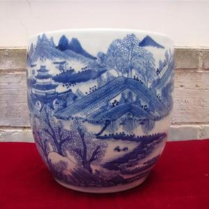 青花山水缸