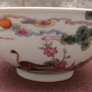 内青花粉彩长寿富贵碗