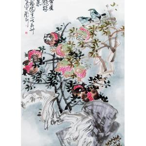 双色艳榴图