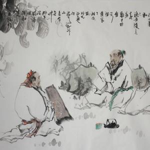 中国国画家协会理事段庆昌先生的最新六尺人物画（空山新雨随缘图）