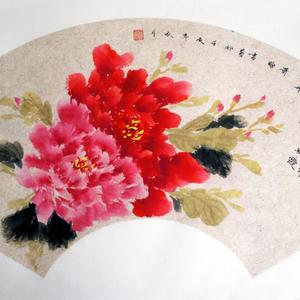 牡丹扇面