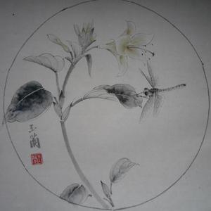 小写意花鸟圆形扇面小品