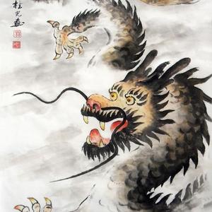 花鸟画《金龙腾飞》