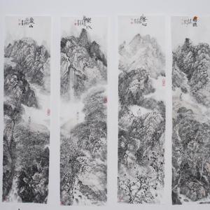 爱山、乐水、养心、悟道四条屏