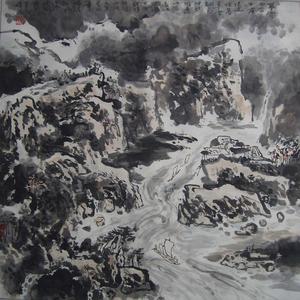 江流急湍暮云四合
