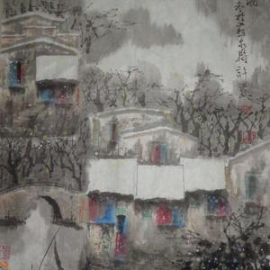 湖畔瑞雪图