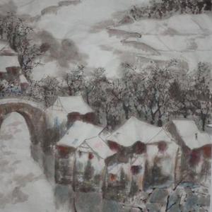 白雪罩湖畔