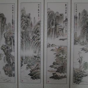 江南水乡四条屏