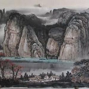 江峡帆景图
