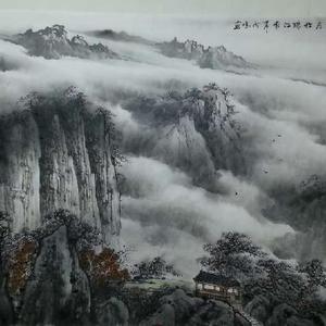奇峰松间韵图