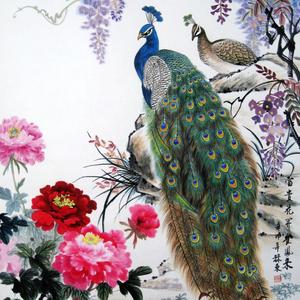 富贵花开雀凤来