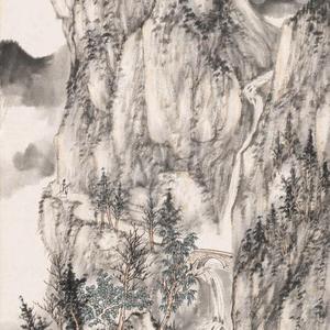 烟岚杖屐清吟图