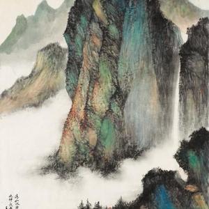 春山朝霞图