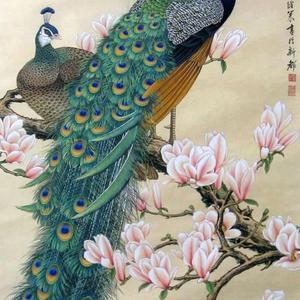 工笔画《一声春晓》，绢本