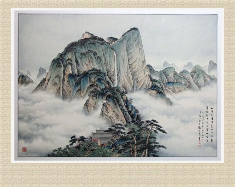 工笔画《华山图》，绢本