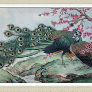 工笔画《桃源爱侣》，绢本