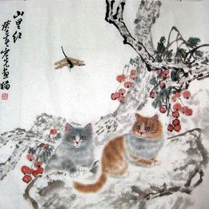 张宏先作品真迹宏先画猫七
