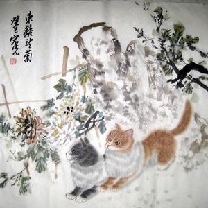 张宏先作品真迹宏先画猫十一